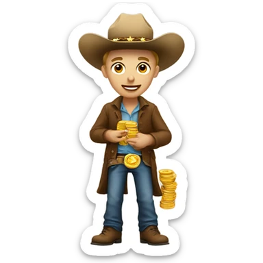 Cowboy Gambler winning money light skinned sticker