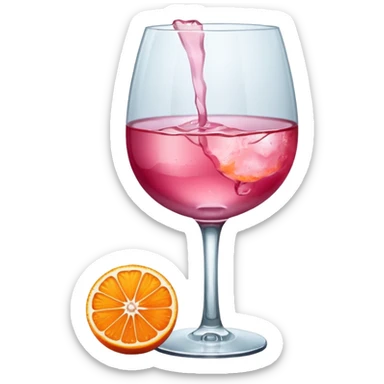 Pink wine on ice with an orange carnation sticker