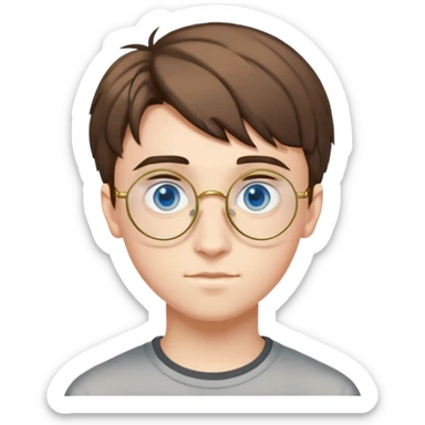 A guy who is 16 years old with short brown hair with blue eyes and gold harry potter glasses who is stunning sticker