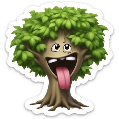freaky treel, tounge out, slopp sticker