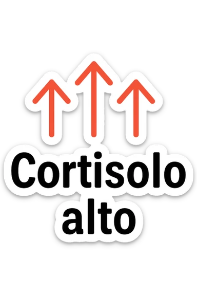 Cortisolo alto con freccie che indicano. In italiano sticker
