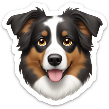 Australian shepherd with asymetric white spot on his head sticker