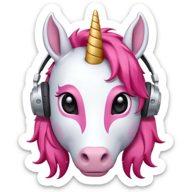 headphone wearing unicorn with red hair sticker