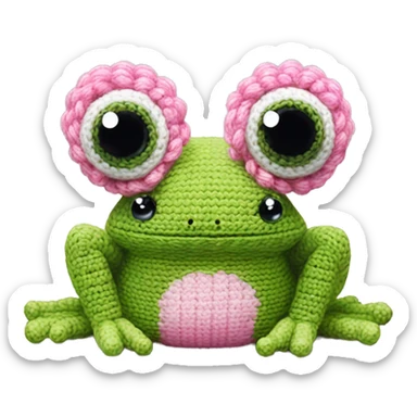 small pink creature with rectangular body, frog amigurumi sticker