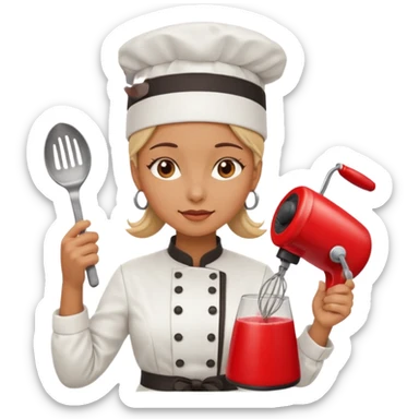 cocinera mujer con batidora roja sticker