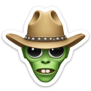 Classic alien with a cowboy hat  sticker