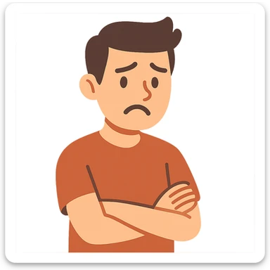 flat toon style disappointed young man sticker