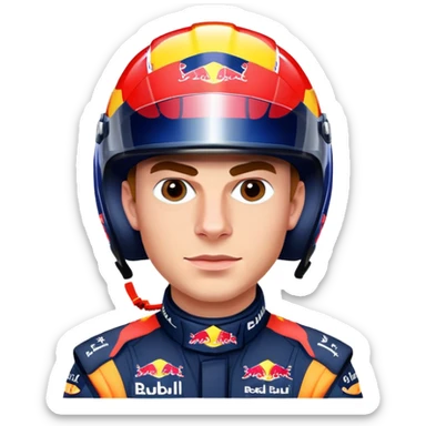 Max Verstappen with racing helmet and Red Bull colors, no text sticker