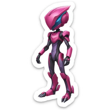 a Genesect-Raptor-Fakémon-Medabot-—hybrid with a futuristic visor-helmet and a suit full body sticker