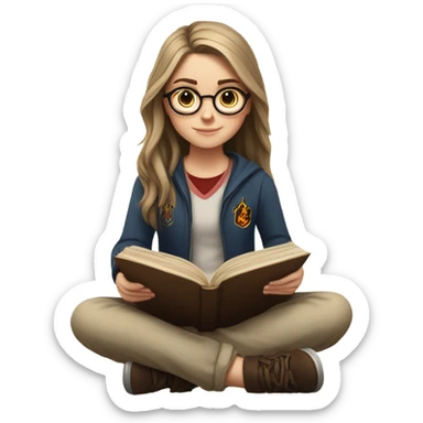 White girl reading Harry potter sticker