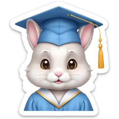 CUTE BUNNY in LIGHT BLUE graduation uniform graduation cap sticker