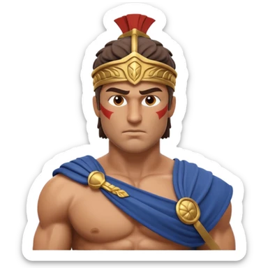crea a un guerrero griego estoico, muy musculoso 3d, realista sticker