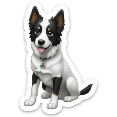 chien terre-neuve noir et avec une petite tâche blanche sur la gorge sticker