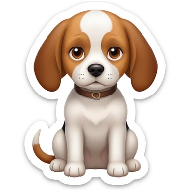 White adult beagle sitting sticker