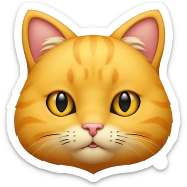 a yellow cat head with black eyes and not too chubby cheeks sticker