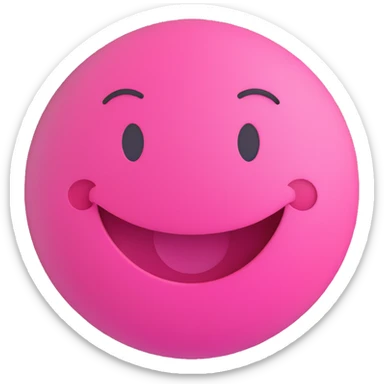 3D smiley emoji, round shape, grandmother hugging, pink color, smiling face sticker