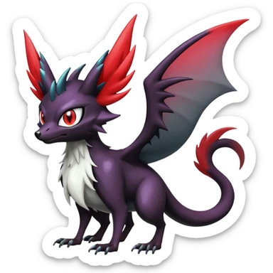 Shiny Noibat-Noivern-Mightyena-Silvally-Fakémon-hybrid-creature (full body)  sticker