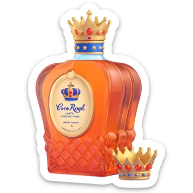 Crown Royal Peach whisky bottle with peach-colored bag and gold crown sticker