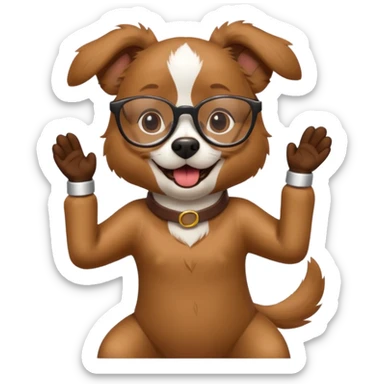 dancing dog with glasses sticker