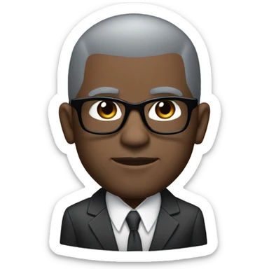 deon sanders with round face and suit and glasses and buzz cut and small eyes and over 50 small gray bearded receding hairline and small black eyesand wrinkled forehead sticker