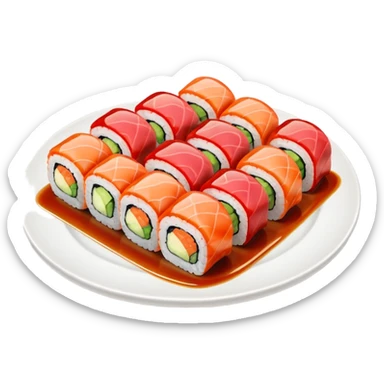 Sushi rolls with sauce restaurant style  sticker