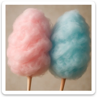 close-up of pink and blue cotton candy in a food photography style, realistic, soft lighting sticker