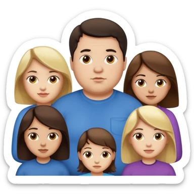 Familia de 4 personas : Hombre gordito pelo oscuro, Mujer pelo cafe, hija 1 pelo mono , hija 1 pelo oscuro. sticker