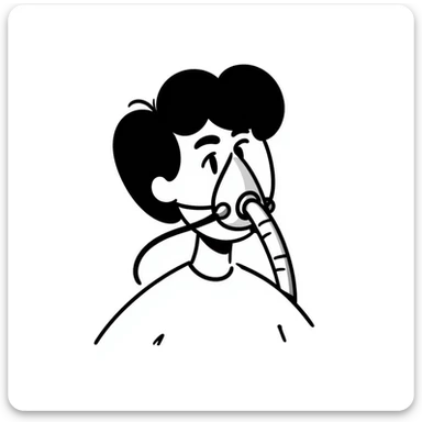 Hand-drawn person wearing breathing mask with tubes for measuring oxygen intake during exercise test sticker