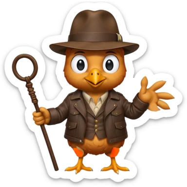 Indiana jones as a chicken sticker