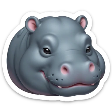 Meme-Worthy Cute Sleeping Hippo Portrait Emoji, Head resting peacefully with a contented smile, showcasing a massive, robust build and a luxuriously soft slate-gray hide, eyes shut in a serene, restful nap, Simplified yet hilariously adorable features, highly detailed, glowing with a soft, drowsy light, high shine, relaxed and utterly lovable, stylized with an air of playful laziness, bright and heartwarming, soft glowing outline, capturing the essence of a comically sleepy hippo, so meme-worthy it feels like it could instantly become the next viral sensation of adorable slumber! sticker