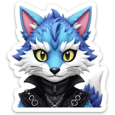 Cool gothic cute badass Scaley Kemonomimi Nekomimi Japanese Anime Kemono Furry Style Vernid-Protogen-Sergal-Fursuit-furry-fursona sticker