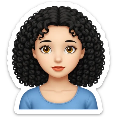 Menina de cabelo cacheado preto e abaixo do ombro  sticker