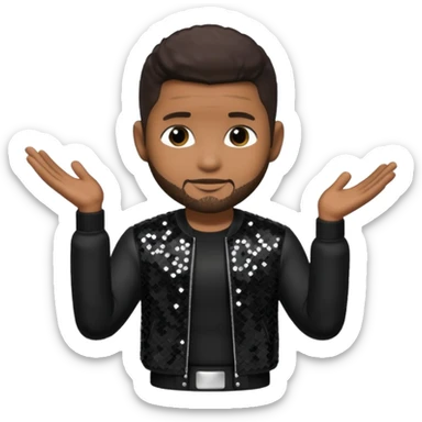 Usher with dark brown hair, black sequin tour outfit  sticker