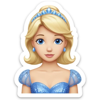Cinderella from Disney Princess with blonde hair, periwinkle sequin outfit sticker