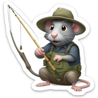 Rat fishing  sticker