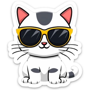 Cool cat wearing sunglasses, looking confident sticker