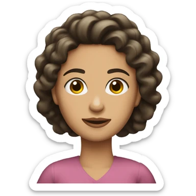 Mujer con rodete y cabello rizado largo sticker