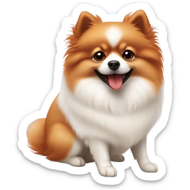 White Pomeranian and red Pomeranian playing together  sticker