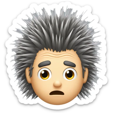 Porcupine man looking shocked static hair crouched down sticker