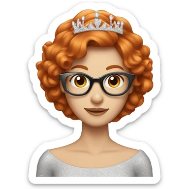 Redhead with tiara and glasses sticker
