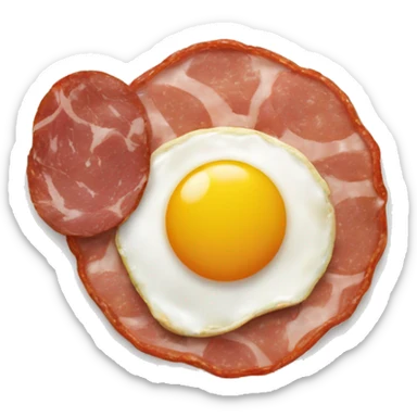 mash platains with fried egg and salami sticker