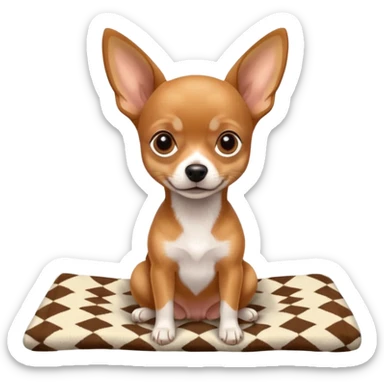 Miniature Pinscher Chihuahua mix dog sitting on a cozy blanket, cute and expressive sticker