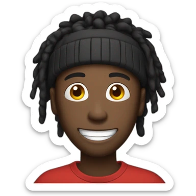 Black guy with dreads and red beanie with open wide mouth smiling with his tongue out while he is looking only with his eyes up sticker