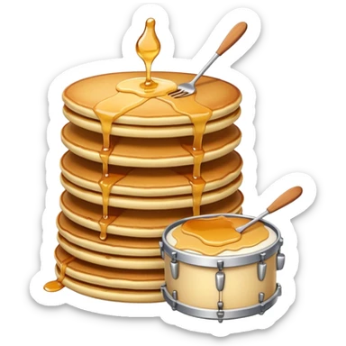 Singing stack of pancakes playing drums  sticker