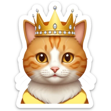 Cat with tiny jeweled crown — cute and smug sticker