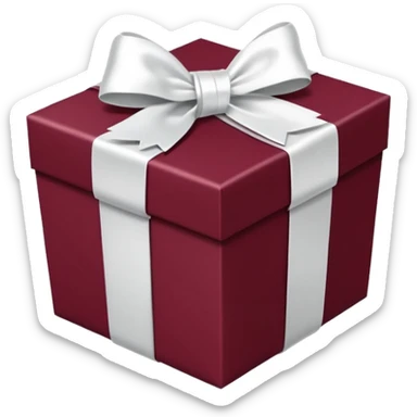Maroon gift box with white wrapping sticker