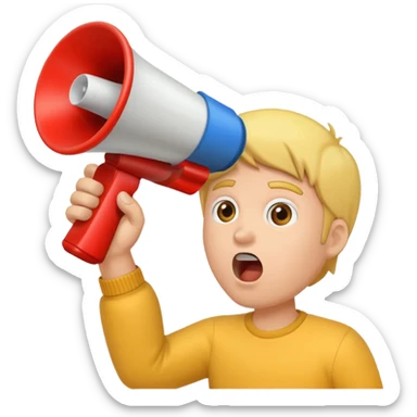  2nd pic yelling into megaphone held in right hand sticker