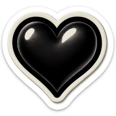 black and white heart, retro sticker style, bold outlines, no color sticker