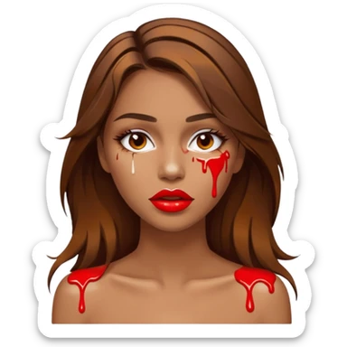 Brown Hair, Woman, white paint drip, face, hot, Sexy, lips sticker