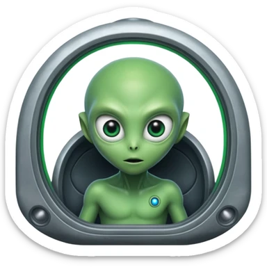 Make a alien in a nave  sticker